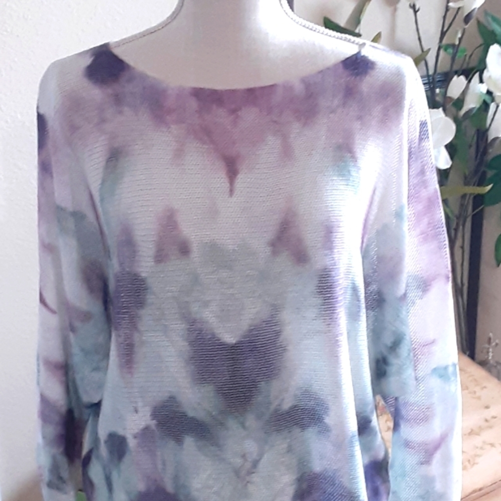 ANNA MELANI, Sheer Tie Dye, Polyester Pullover,  Medium,  Made in Italy